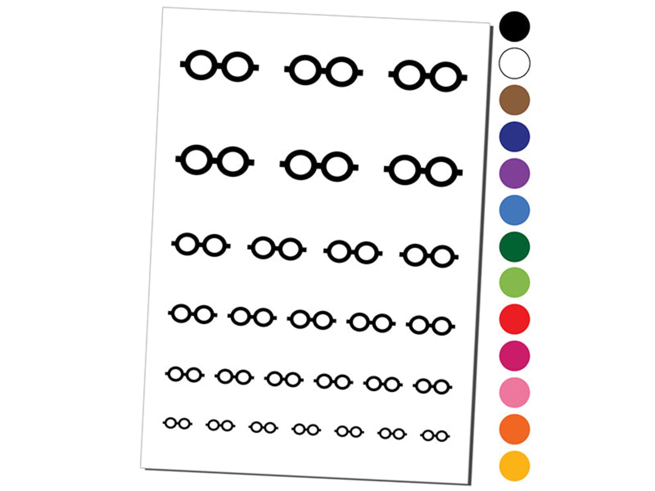 Round Glasses Temporary Tattoo Water Resistant Fake Body Art Set Collection